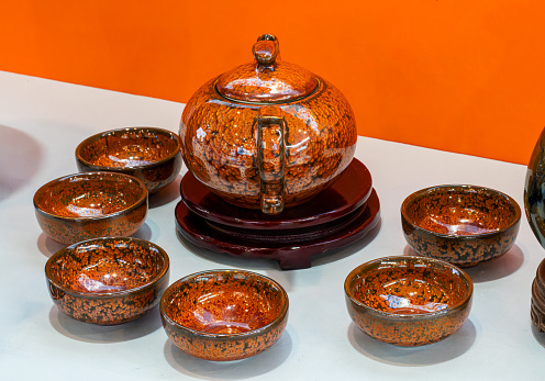 Several jars arranged in a row