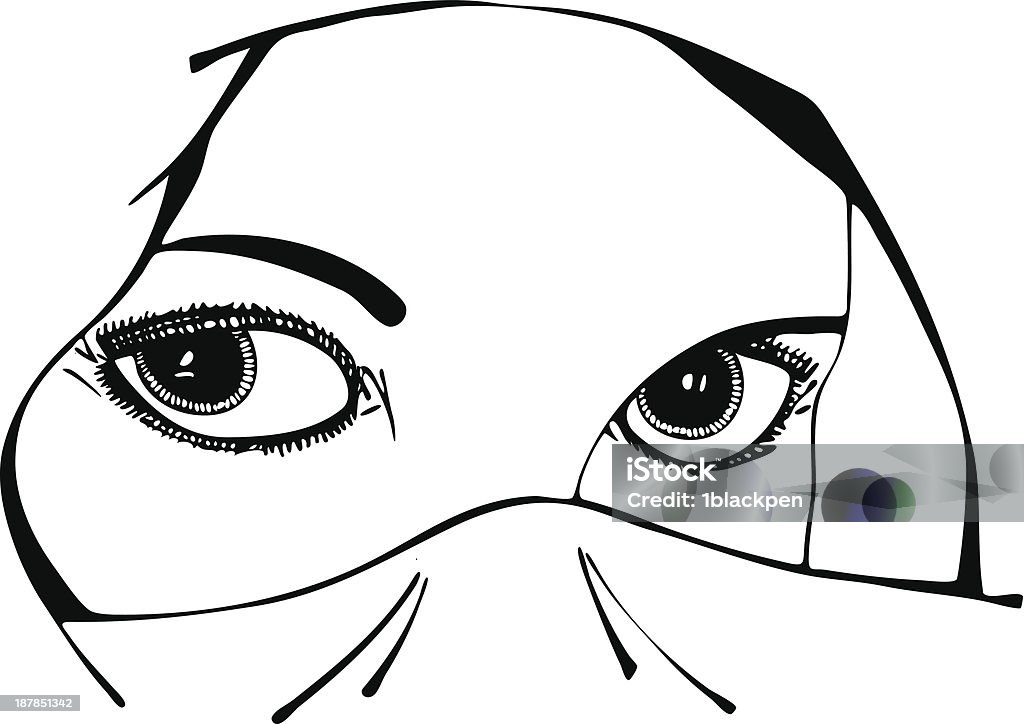 Isolado ilustração em vetor de mulher olhos sob Véu - Vetor de Adulto royalty-free