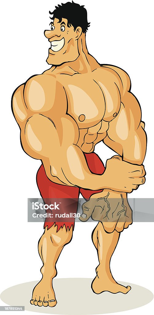 Bodybuilder Cartoon illustration of a muscular man figure Adult stock vector