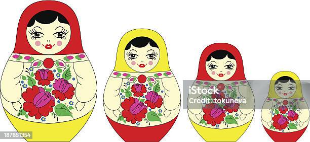 Matroschka Russische Souvenirs Stock Vektor Art und mehr Bilder von Babuschka-Kopftuch - Babuschka-Kopftuch, Blume, Blumenmuster