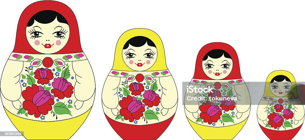 matryoshka, russo souvenir - arte vettoriale royalty-free di Bambola - Giocattolo