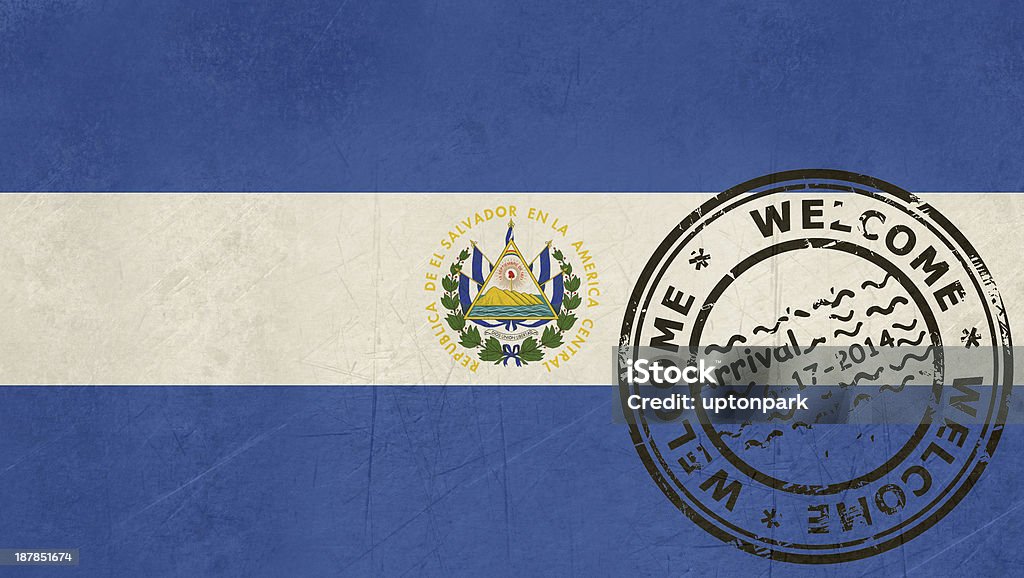 Witamy w Flaga Salwadoru w paszporcie - Zbiór ilustracji royalty-free (Bez ludzi)