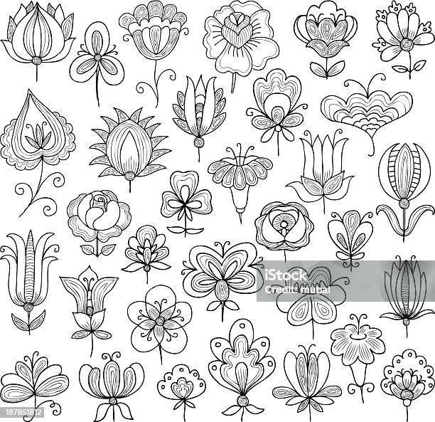 Blumen Gekritzel Stock Vektor Art und mehr Bilder von Blume - Blume, Konturzeichnung, Weißer Hintergrund