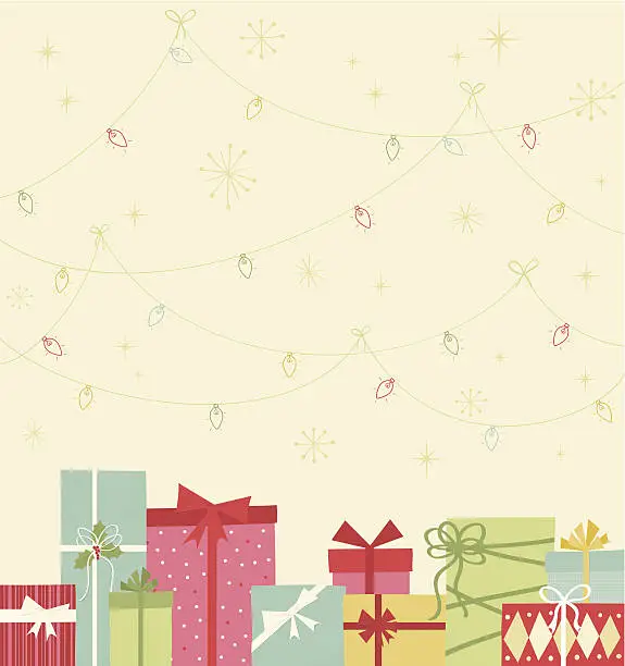 Vector illustration of Christmas gift boxes and lights