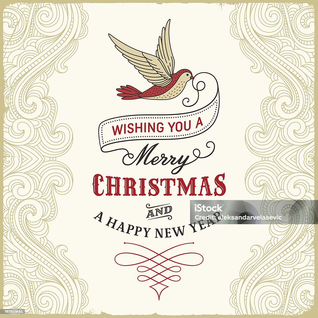Retro Christmas Greetings fundo - Vetor de Cartão de Natal royalty-free