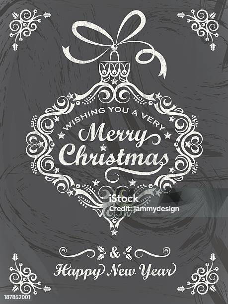 Chalkboard Bola De Árvore De Natal Convite - Arte vetorial de stock e mais imagens de Natal - Natal, Rústico, Azevinho