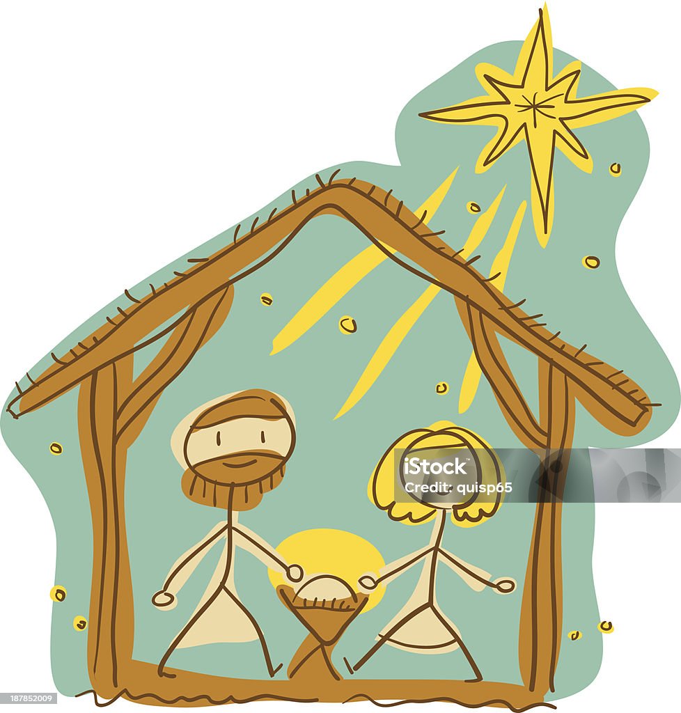 Infantiliza Nativity dibujo - arte vectorial de Dibujo libre de derechos