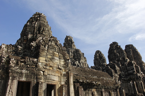 Stone faces of the temples of Bayon Temple in Angkor Wat Park