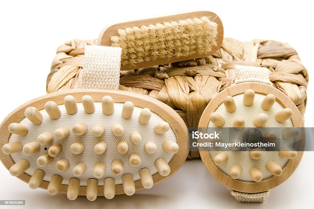 Massage und nailbrush mit Korbmuster - Lizenzfrei Badezimmer Stock-Foto