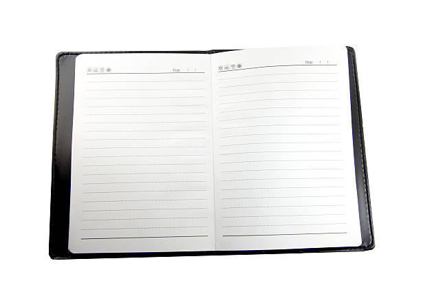cuaderno sobre fondo blanco listo para escribir. - fully unbuttoned audio fotografías e imágenes de stock