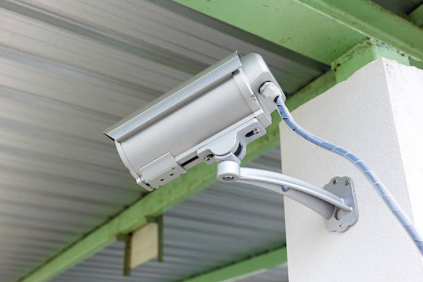 istock security camera cctv under roof in factory 187855833