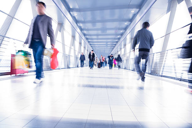 Passenger in the Beijing bus station.Motion blur