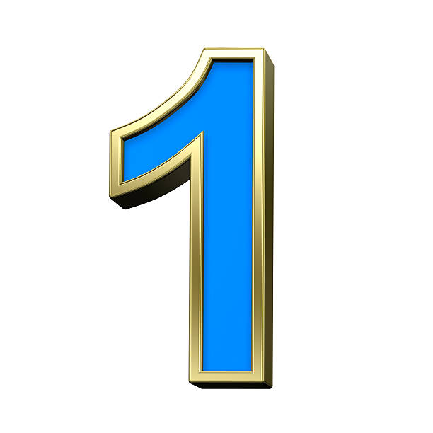 istock One digit from turquoise with gold shiny frame alphabet set 187857297
