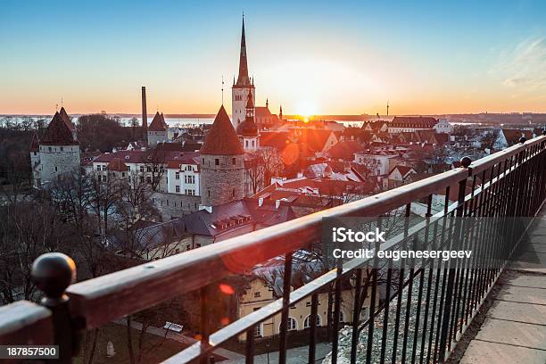 Early Morning With Rising Sun In Old Town Of Tallinn Stock Photo - Download Image Now