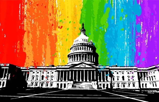 Vector illustration of Washington DC - LGBT flag