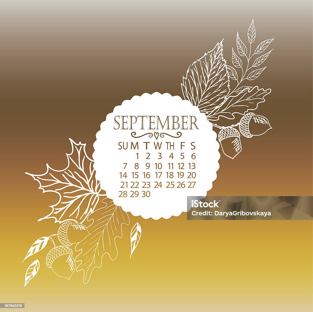 September Object Vector Vector Calendar September Stock Illustration - Download Image Now ...