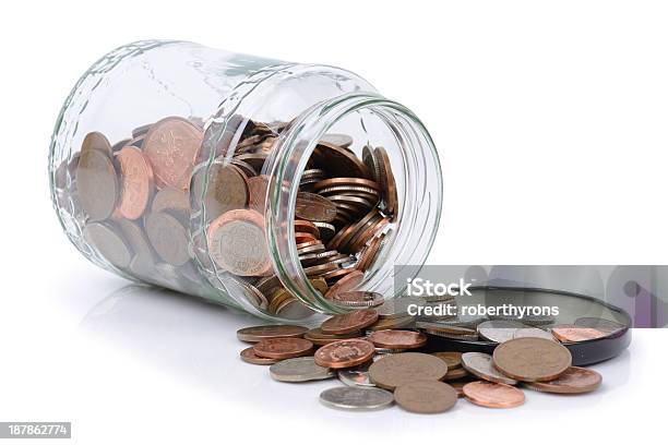 Money Jar Stock Photo - Download Image Now - Jar, Coin, Pouring