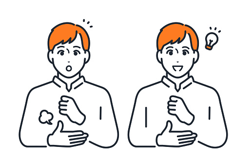 Simple vector illustration of a young man being convinced.