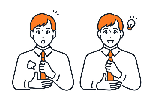 Simple vector illustration of a convinced young businessman.