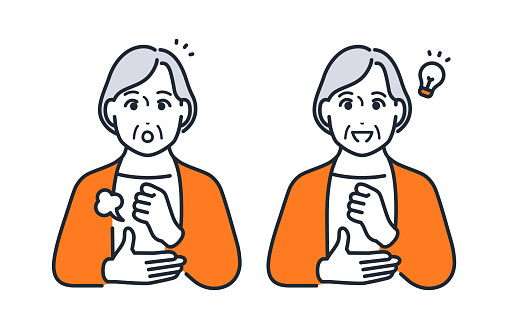 Simple vector illustration of a convinced senior woman.