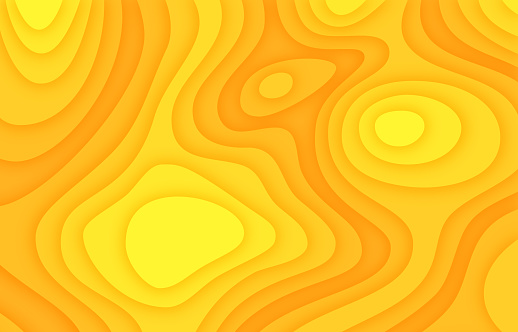 Topographic map gold yellow 3d paper abstract background pattern.