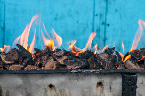 Burning charcoal to burn satay or meat. Hot