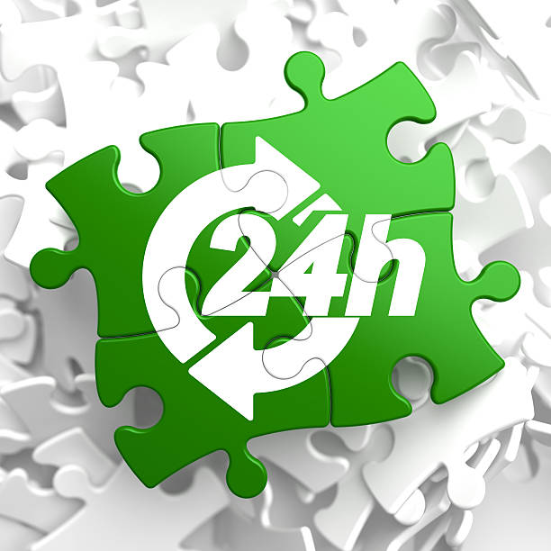 istock Service 24h Icon on Green Puzzle. 187867720