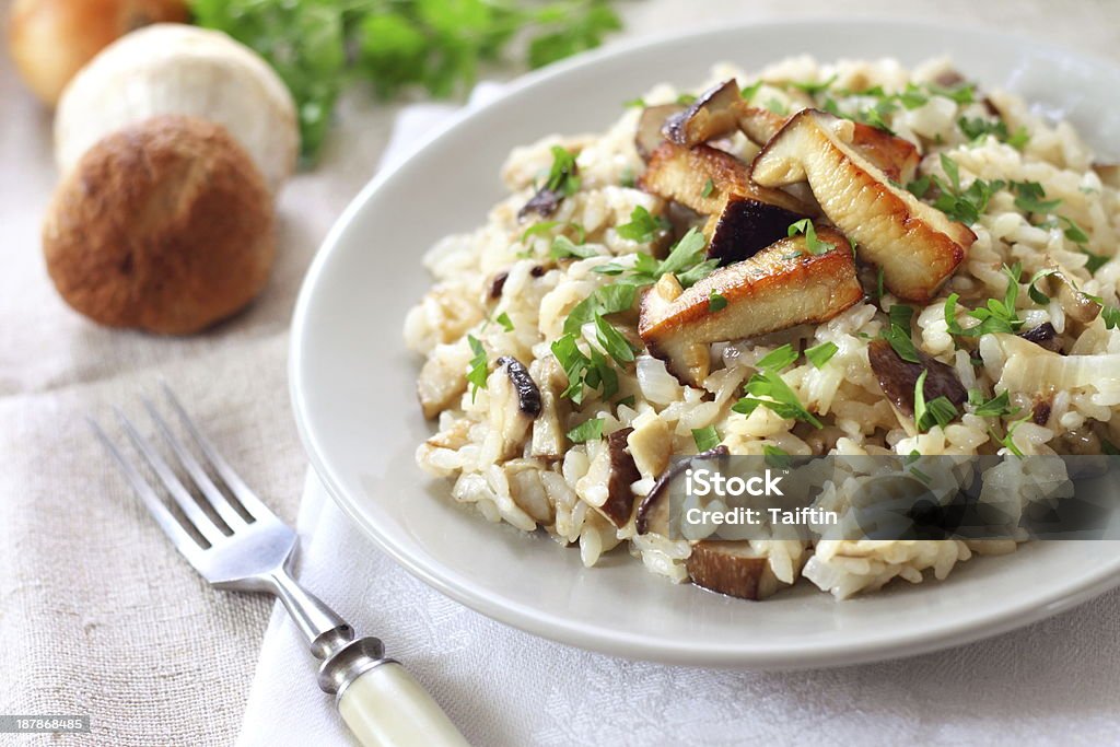 Risotto with mushrooms Risotto with white mushrooms Risotto Stock Photo