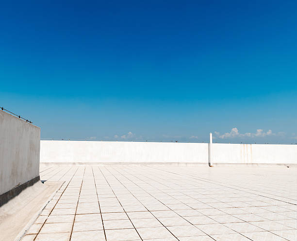 istock Balcony, floor, concrete fence and blue sky. 187868596