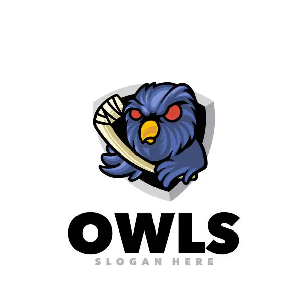 Vector illustration of Owl hockey mascot design sport