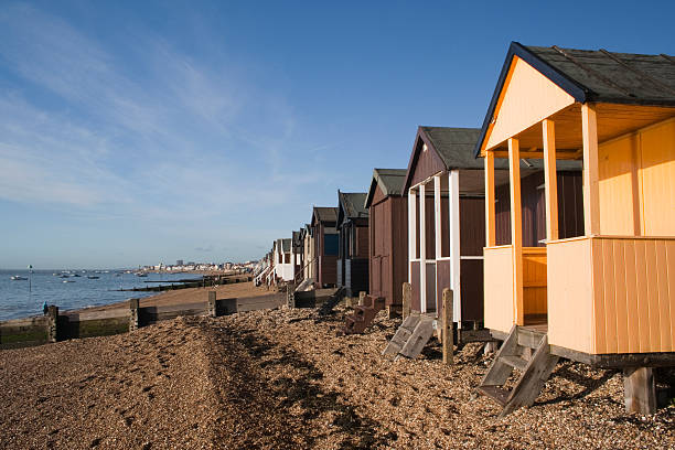 istock Beach Huts, Thorpe Bay, Essex, England 187871373