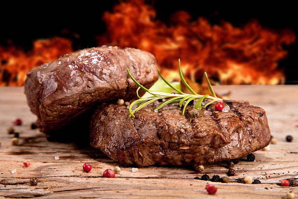 istock Steak being served on wooden table 187871982