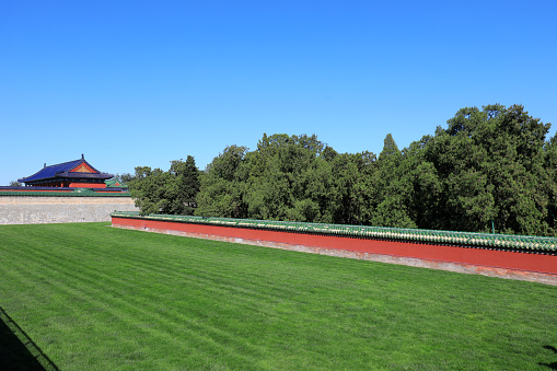 Lawn beside Danbi bridge in Beijing Tiantan Park
