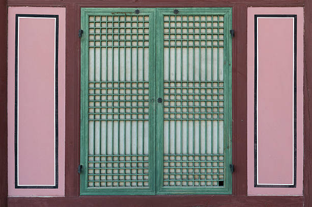 Korea's traditional Wooden Door stock photo