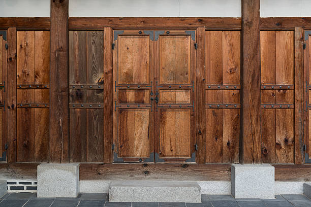 Korea's traditional Wooden Door stock photo