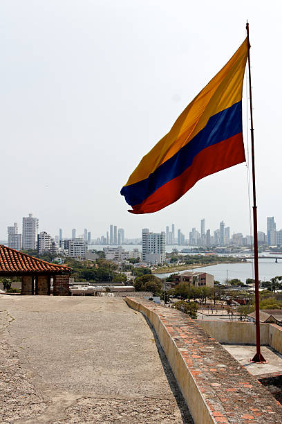 istock Colombian Flag at Cartagena Skyline 187877103