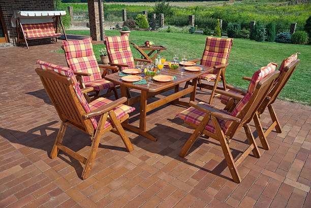 The Garden furniture by the house patio