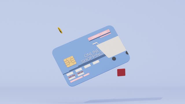 credit payment credit card. Canceled payment concept. Error and red cross sign. Blocked account. No pay. Cards not accepted. Cartoon illustration isolated on purple background. 3D Rendering