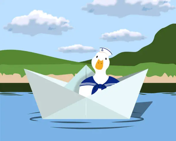 Vector illustration of Paper Boat-Duck-001
