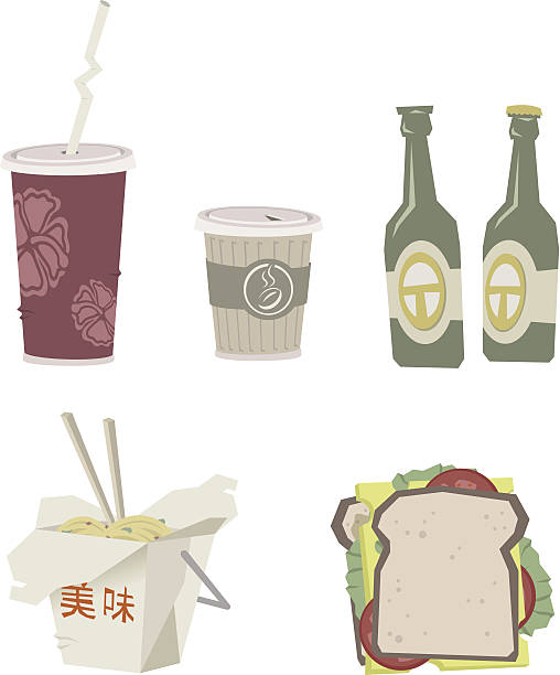 illustrations, cliparts, dessins animés et icônes de restauration rapide - chopsticks nobody red white background