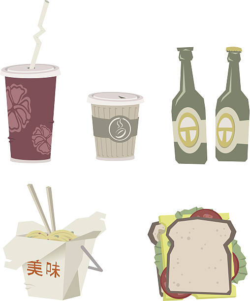 ilustrações, clipart, desenhos animados e ícones de fast food - chopsticks nobody red white background