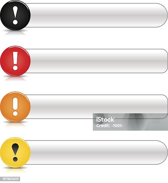 Warning Icon Exclamation Mark Glossy Black Red Orange Yellow Button Stock Illustration - Download Image Now
