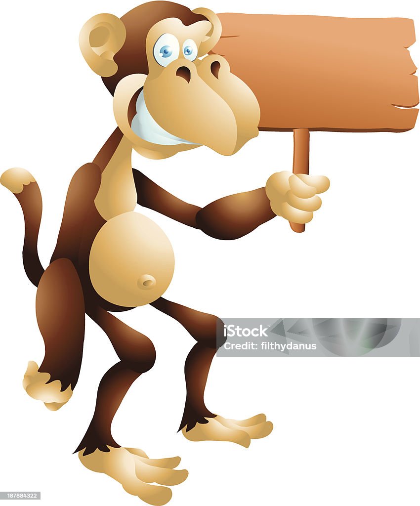 Mono con señal - arte vectorial de Aire libre libre de derechos