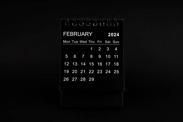 istock Black Calendar for February 2024. 1878843345