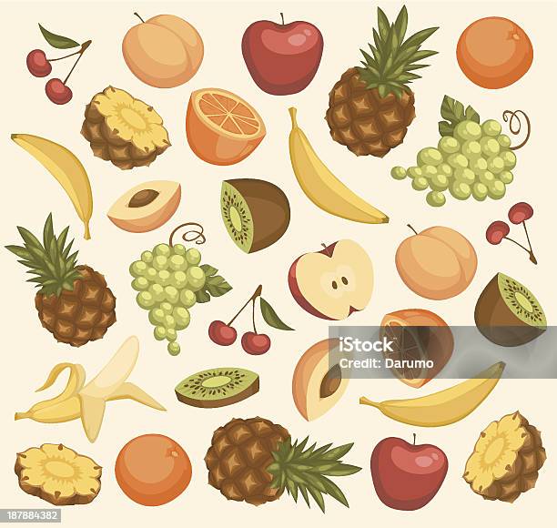 Ilustración de Patrón Sin Costuras De Frutas y más Vectores Libres de Derechos de Albaricoque - Albaricoque, Alimento, Cereza