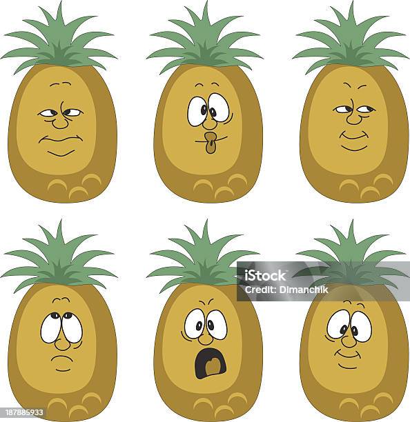 Vetores de Emoção De Abacaxi Dos Desenhos Animados Conjunto 003 e mais imagens de Abacaxi