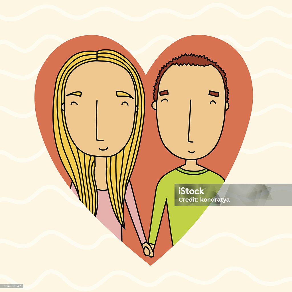 Cute couple in love Vector hand drawn illustration Adult stock vector