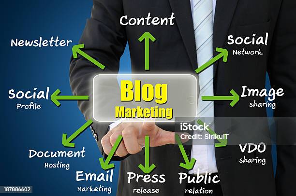 Blog Marketing For Business Online Strategy Stock Photo - Download Image Now - Aiming, Blogging, Bonding