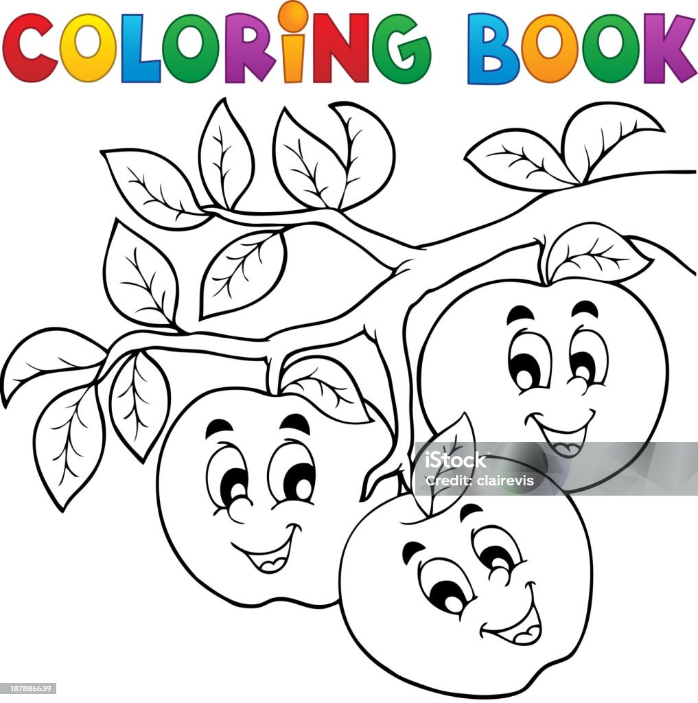 Coloring book fruit theme 1 Coloring book fruit theme 1 - eps10 vector illustration. Apple - Fruit stock vector