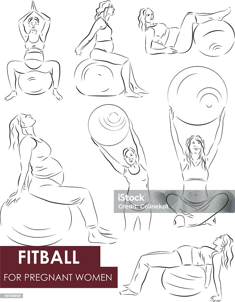 Fitball 妊娠中 - イラストレーションのロイヤリティフリーベクトルアート